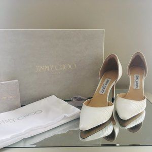 Jimmy Choo - White Croc-Embossed d'Orsay 85 Pumps - Size 37.5